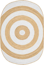 3x15 Oval Kilim Jute Runner – Natural Hand Braided Jute Rug, Solid White Beige Oval Runner, 0.27" Thick Handmade Boho Flatweave Carpet for Hallway, Staircase, Entryway