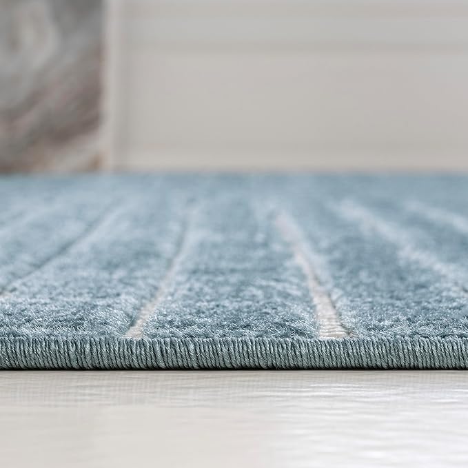 JONATHAN Y Hallie High-Low Curve Dark Blue/Cream 4x6 Indoor/Outdoor Area Rug, Minimalist Geometric, Pet Friendly, for Patio, Backyard, Living Room, Bedroom, Office, Hose-Washable (SCN100C-4)