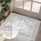 Area Rug 9×12 Washable Rugs for Bedroom, Vintage Floral Rug Soft Non Slip Stain Resistant Carpet for Living Room Dinning Room Kitchen Home Office Blue Green Multi