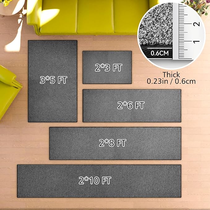 Runner Rug with Non Slip Rubber Backing, Washable Soft Floor Carpet for Kitchen, Hallway, Entryway Indoor, Bedroom, Laundry, Low Pile Area Rugs, Solid color with Pointillism style, 2*6 ft BLACK