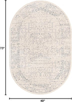 Unique Loom Isabella Collection Area Rug - Adjani (4' 1" x 6' 1" Oval, White/ Blue)