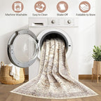 5X8 Area Rug Living Room: Washable Boho Large Neutral Vintage Soft Rugs Stain Resistant Farmhouse Non Slip Indoor Floor Carpet for Bedroom Nursery Kids Playroom Office Dining Room Home Decor- Brown