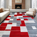 Flatwoven High Traffic Area Rug 5x7, Waterproof Patio with Anthracite Accents, Non Slip, Stain Resistant, Washable Area Rugs for Living Room, Bedroom (Red, 5x7)
