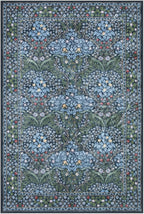 Lahome Floral Entryway Rug, 2x3 Kitchen Rugs Non Slip Washable Boho Blue Forest Design, Soft Door Mat Indoor Entrance, Ultra-Thin Easy Clean Small Throw Carpet for Bedroom Bathroom, Blue
