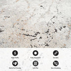 Rugshop Drifted Marble Abstract Area Rug Durable, Kid & Pet Friendly Gray, Ivory, Neutral Tones 2' 3" x 6' Runner Ideal for Hallway, Kitchen, Entryway, or Behind The Sofa