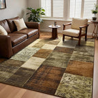 DweIke Large Modern Washable Area Rugs 8x10, Living Room Rug Non-Slip and Non-Shedding Large Rugs for Bedroom, Low Pile Indoor Rubber Backed Carpets for Dining Office Home Decor, Brown