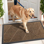 Kitinjoy Front Door Mat Outside Entrance, Sturdy Natural Dirt Trapper, Heavy Duty Rubber Doormat, Low Profile Non-Slip Backing, Easy Clean Floor Mat for Indoor Outdoor Entry, 47X32 Inch, Brown
