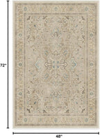 RUGGABLE Washable Area Rug – Kamran Ivory Opal 4x6, Stain-Resistant, Non-Slip – Medium Machine Washable Rugs for Living Room, Bedroom, Hallway, Entryway & Office–with Standard Pad
