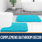 OLANLY Bathroom Rugs 24x16, Extra Soft Absorbent Chenille Bath Rugs, Rubber Backing Quick Dry, Machine Washable Bath Mats for Bathroom Floor, Tub and Shower, Home Decor Accessories, Aqua Sky
