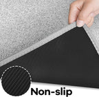 Runner Rug with Non Slip Rubber Backing, Washable Soft Floor Carpet for Kitchen, Hallway, Entryway Indoor, Bedroom, Laundry, Low Pile Area Rugs, Solid color with Pointillism style, 2*10 ft GREY