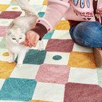 jinchan Macy Area Rug 3x5 Kids Washable Indoor Floor Cover Non-Slip Modern Soft Rug Elementary School Classroom Colorful Diamond Carpet for Nursery Playroom Daycare Living Room Confetti on Cream