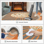 Boho Sun Area Rugs 8x10ft, Minimalist Line Area Rug for Living Room, Geometric Solar Modern Rug with Double Sided Carpet Tape for Bedroom Men Room Decor