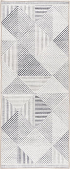 ReaLife Rugs Machine Washable Area Rug Runner - Living Room Bedroom Bathroom Kitchen Entryway Office - Padded Low Pile Stain Resistant Premium - Modern Geometric Contemporary - Miles - Gray 2'6" x 6'