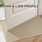 Ultra Thin Door Mat Indoor Entrance 24"x36", Low-Profile Indoor Door Mat, Non Slip Entry Mat Rubber Backing Unique Herringbone Design Inside Doormat Dirt Trapper Entryway Mats, Beige