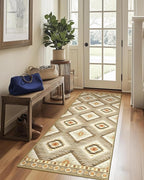 Area Rug 2x3 Rug Machine Washable Non-Slip Low Pile Print Pattern Western Rug for Living Room Bedroom Entryway Tribal Series -Cream/Camel