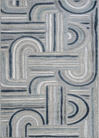 CAMILSON Indoor Outdoor Rug, Blue 10x14 Geometric Arch Striped Large Area Rugs for Patio and Home Areas, Easy-Cleaning Non-Shedding Living Room, Garden and Deck Washable Outside Carpet (10 x 14)