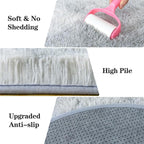 Soft Fluffy Area Rug for Bedroom, Fuzzy Shaggy Oval Throw Rugs for Bedside, Non-Slip Cozy Plush Shag Carpet for Kids Room Nursery Dorm Living Room, Tie-dye Grey, 2.6 x 5.3 Feet, 2 Packs