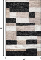 Superior Indoor Area Rug, Jute Backed, Modern Geometric Patchwork Floor Decor for Bedroom, Office, Living Room, Entryway, Kitchen, Hardwood Floors, Rockwood Collection, 4' x 6', Ivory-Beige