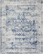 Lahome Vintage 8x10 Rugs for Living Room, Large Washable Rug for Bedroom Office, Boho Distressed Dining Room Rug Soft Stain Resistant Low Pile Accent Carpet for Home Playroom (8'x 10', Blue)