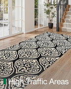 LUMI Washable Low-Pile Runner Rug Non Slip for Hallway, 2.3x8 Soft Carpet Absorbent Waterproof, Modern Black Area Mat Indoor High Traffic for Living Room, Entryway, Laundry