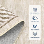 GarveeHome Washable Hallway Rug 2x6 Narrow Modern Bordered Floor Runner, Non-Shedding Contemporary Bedside Rug, Foldable Ultra-Thin Carpet Runner for Bedroom, Kitchen, Laundry Room, Beige