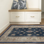 RUGGABLE Washable Vintage Area Rug – Verena Sapphire 3x5, Stain-Resistant, Non-Slip – Small Machine Washable Rugs for Living Room, Bedroom, Hallway, Entryway & Office–with Standard Pad
