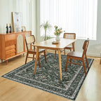 WITSHOCK Living Room Area Rugs 5x8: Soft Non-Slip Backing Washable Rugs Vintage Large Carpet for Bedroom Office Dining Room Kitchen Stain Resistant Home Decor Rug, Dark Green