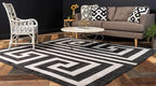Unique Loom Athens Collection Classic Geometric Modern Border Design Area Rug (8' 0 x 8' 0 Square, Black/ Beige)