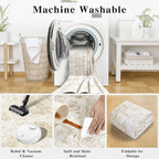 6x9 Vintage Washable Area Rugs Boho Medallion Large Distressed Retro Accent Carpet Floral Non-Slip Soft Low Pile Indoor Throw Rug for Living Room Bedroom Dining Room Office Kitchen, Beige