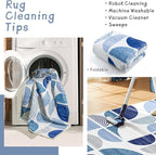 MUJOO Runner Rug Washable,Blue 2x8 Area Rugs for Hallways Kitchen Bedroom Entryway Bathroom,Non Slip Carpet Long Mat Indoor,Boho Soft Modern Abstract Navy Blue