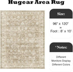HUGEAR 8x10 Machine Washable Rugs Beige Hallway Large Area Rug Indoor Accent Rug Floral Low Pile Carpet Soft Throw Aesthetic Rug Bedroom Living Room Office Dining Room Kitchen Laundry Room
