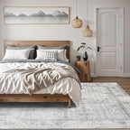 ReaLife Rugs Machine Washable Area Rug - Living Room Bedroom Bathroom Kitchen Entryway Office - Padded Low Pile Stain Resistant Premium - Boho Farmhouse Vintage - Noor - Ivory Grey 7'6" x 9'6"