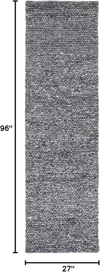 SAFAVIEH Natura Collection Runner Rug - 2'3" x 8', Dark Grey, Handmade Wool Blend, Textured Design, Ideal for Hallway, Bedroom, Foyer (NAT620H)