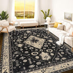 Istana 9x12 Area Rug - Black 9 x 12 Area Rugs for Living Room - Foldable 9x12 Rugs for Bedroom - Stain Resistant Washable Rug - Eco-Friendly Area Rugs Living Room