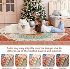 5x7 Orange Pink Area Rug for Living Room, Machine Washable Rugs with Non-Slip Backing for Bedroom, Vintage Medallion Carpet Dining Room Office Kids Room Decor