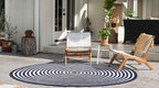 Unique Loom Sabrina Soto Outdoor Collection Geometric, Modern, Vibrant, Carved Area Rug (8' 0 x 8' 0 Round, Navy Blue/ Ivory)