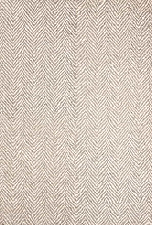 Modern Herringbone Chevron Collection Handcrafted Wool Area Rug - Durable, Zigzag Pattern, for High Traffic, Contemporary Design for Living Room, Bedroom, Dining Room Decor (Sand Beige, 6' x 9')
