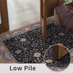 Ciicool Black Area Rugs Washable Non Slip Runner Rug, 2x6ft Hallway Rug Vintage Kitchen Carpet for Entrance Bedroom Laundry Bathroom Decor