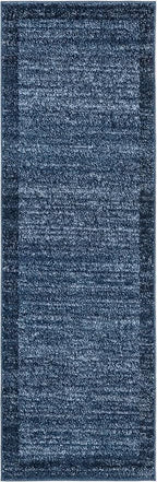 Rugs.com Angelica Collection Rug – 6 Ft Runner Navy Blue Medium-Pile Rug Perfect for Hallways, Entryways