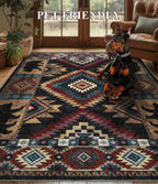 YIHOUSE Rustic Cabin Area Rug for Bedroom 6x9,Machine Washable Lodge Bear Rug,Non-Slip Low Pile Print Pattern Western Rug for Living Room