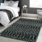 Lahome Moroccan Black Rug for Living Room Washable Area Rug 5x7 Non-Slip Ultra-Thin Soft Bedroom Rugs Large Stain Resistant Dining Room Rugs, Geometric Print Modren Carpet Rug for Office Entryway