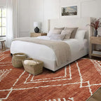 ReaLife Rugs Machine Washable Area Rug - Living Room Bedroom Bathroom Kitchen Entryway Office - Padded Low Pile Stain Resistant Premium - Moroccan Diamond Tribal - Jax - Orange 5' x 7'