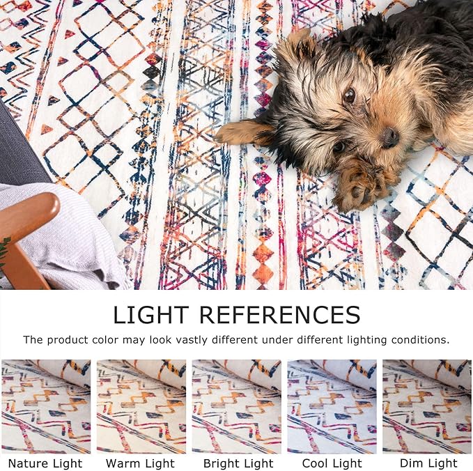 KUTA 2x6 Non-Slip Washable Runners for Hallways, Multi-Color Moroccan Boho Distressed Geometric Vintage Kitchen Runner, Ultra Soft Floor Mat for Entryway, Bathroom, Laundry, Living Room, Bedroom