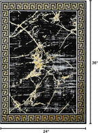 GLORY RUGS Area Rugs Marble 2x3 Black Gold Carpet Modern Abstract Rug Living Room Dining Bedroom Rug