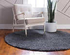 Unique Loom Davos Shag Collection Area Rug - Solid (4' 1" Round, Peppercorn)