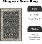 HUGEAR 2x3 Entryway Rug Machine Washable Area Rug Black Beige Small Rugs Door Mat Indoor Accent Carpet Floral Low Pile Distressed Throw Rugs Kitchen Office Non Slip