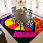 Abstract Rugs for Living Room - Colorful Pop Art Area Rugs 7x10, Hippie Aesthetic Funky High Traffic Lightweight Extra Large Carpet Home Decor #C129