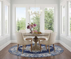 vivorug Round Rug 6ft Vintage Round Area Rug Non-Slip Indoor Carpet for Living Room Bedroom Entryway, Stain Resistant Home Decor Circle Rug, Navy Blue