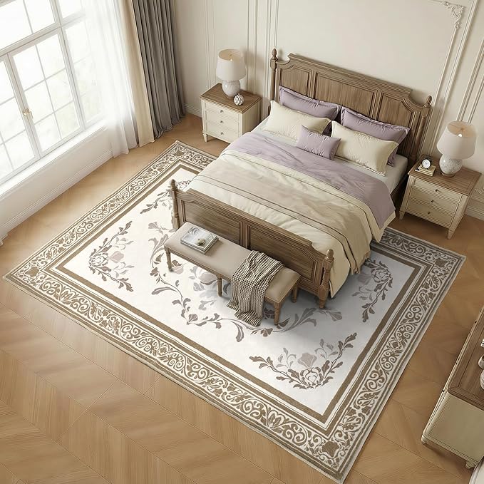 SOULFUL Medium Pile 2x3 Entryway Rug - Cozy Soft Underfoot Small Area Rug - Brown Boho Floral - Washable Non-Slip - Perfect for Hallway Kitchen Bedroom Bathroom Indoor Entrance