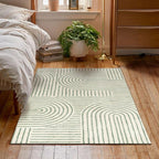 3x5 Washable Area Rug - Small Entryway Rug Non-Slip Sage Green Abstract Rainbow Kitchen Rugs Modern Boho Carpet Throw Rugs for Living Room Bedroom Bathroom Dorm Nursery Room Home Decor